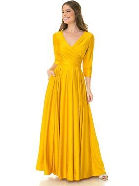 Clearance Golden Size L A-Line Mother of the Bride Dress by Lenovia 5243